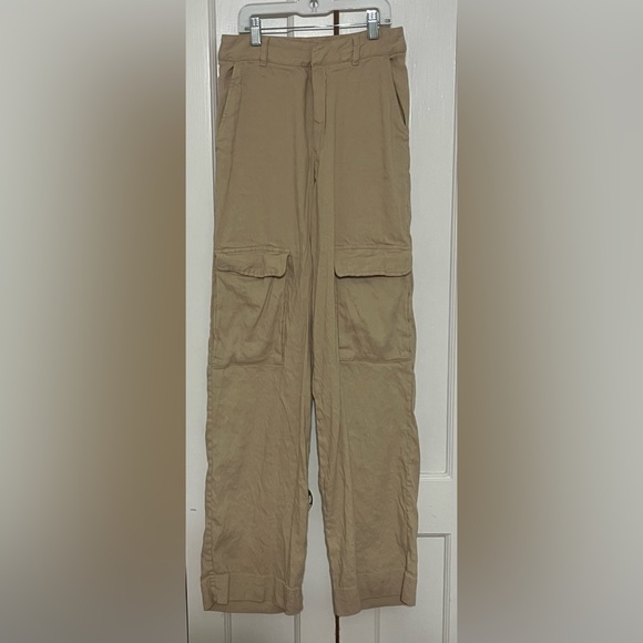 FRAME + NET SUSTAIN organic linen-blend high-rise straight-leg cargo trousers - Picture 6 of 9